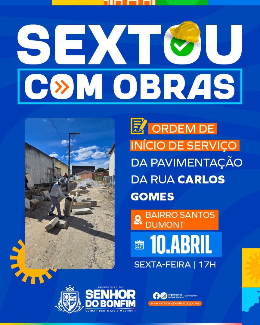 Sextou com Obras: Prefeitura autoriza pavimentação da Rua Carlos Gomes, no bairro Santos Dumont, hoje (10)