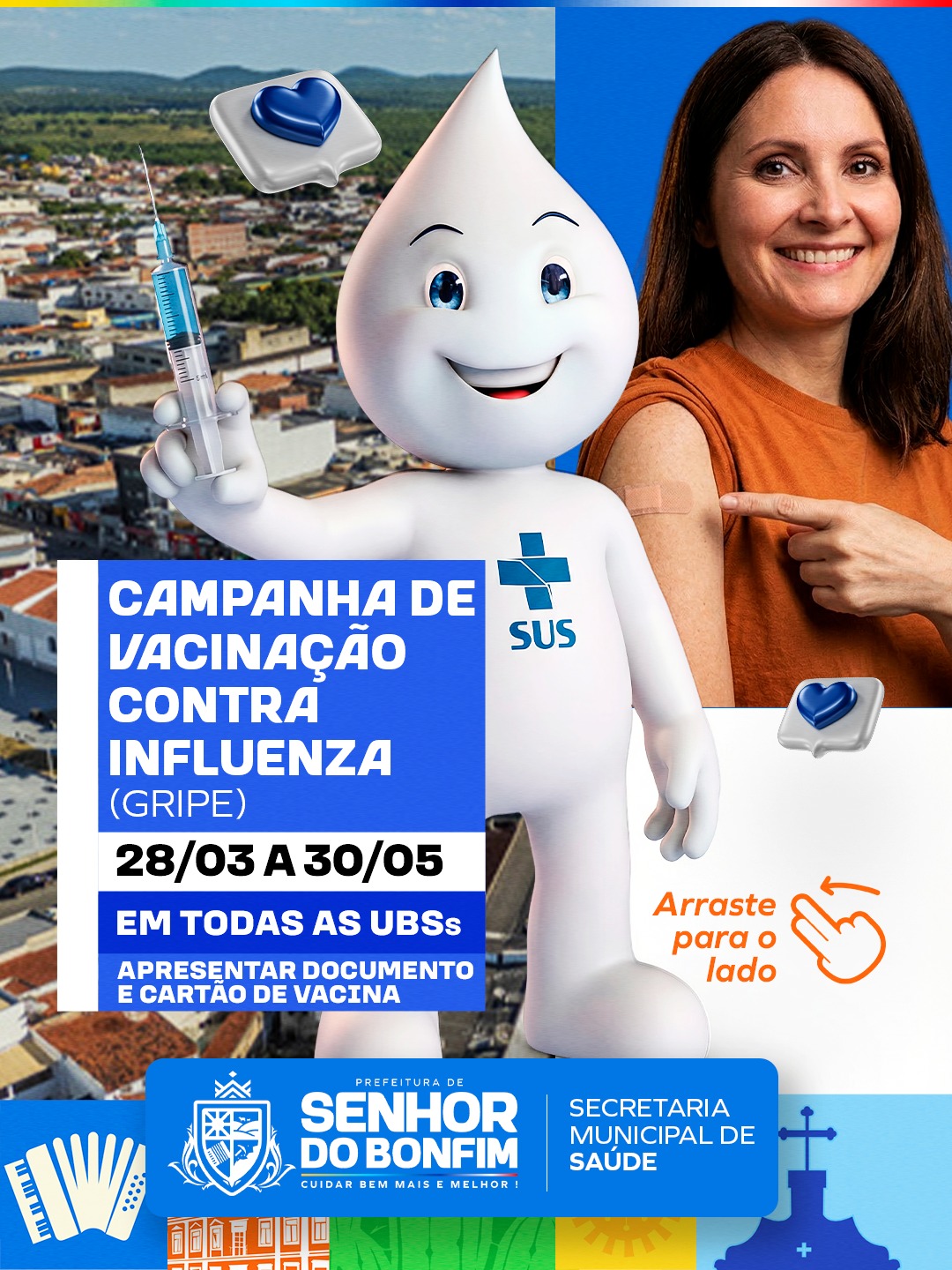 Imagem 3 de Prefeitura de Senhor do Bonfim inicia campanha de vacinação contra a gripe com realização do Dia D neste sábado (28)