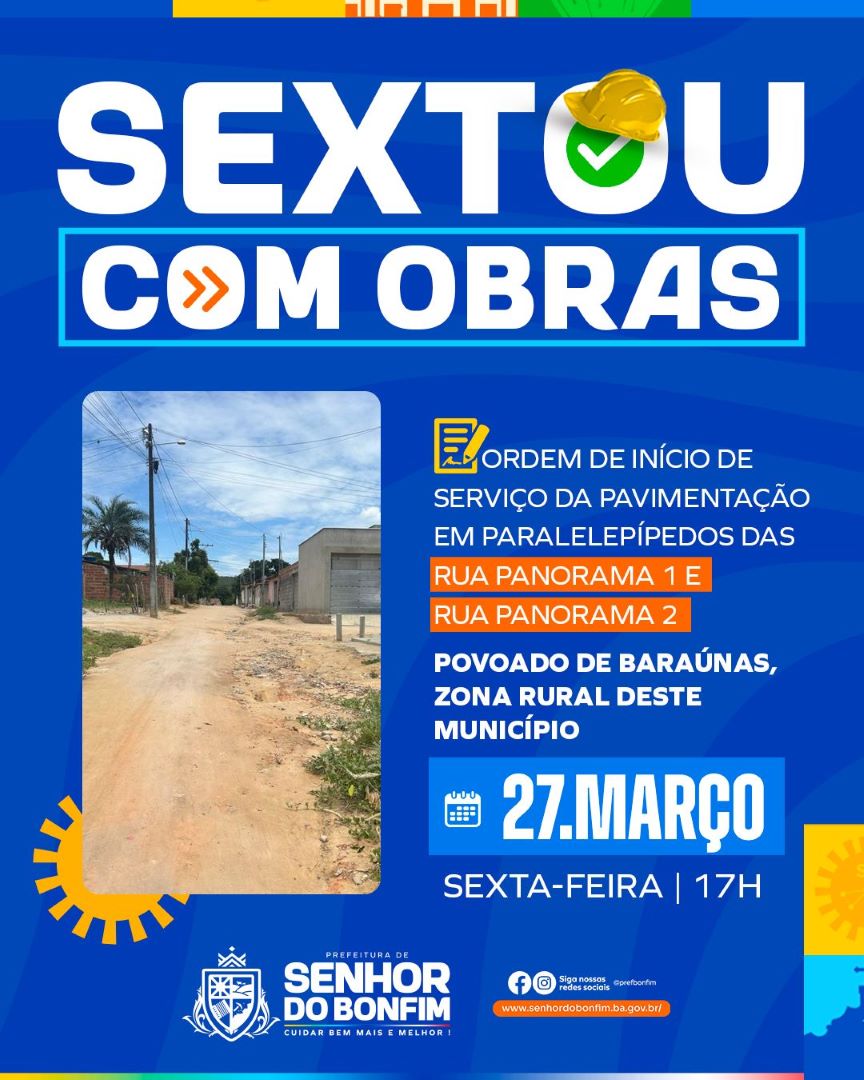 Sextou com Obras chega a Baraúnas nesta sexta (27) levando obras de pavimentação