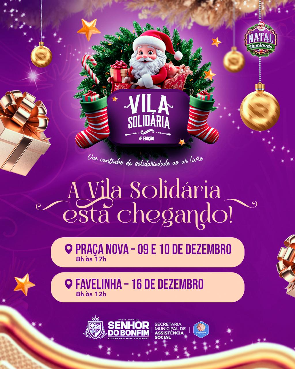 Prefeitura de Senhor do Bonfim realiza a 4ª edição da Vila Solidária de 9 a 16 de dezembro