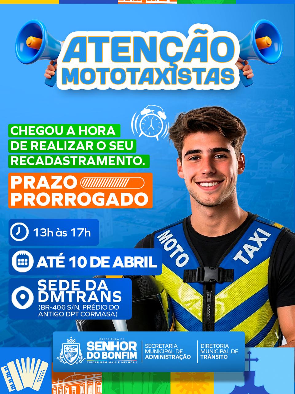 Imagem 2 de Prefeitura de Senhor do Bonfim prorroga recadastramento de mototaxistas até 10 de abril